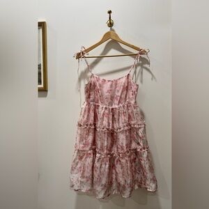 Altar'd State Pink Floral Tie-Shoulder Dress
